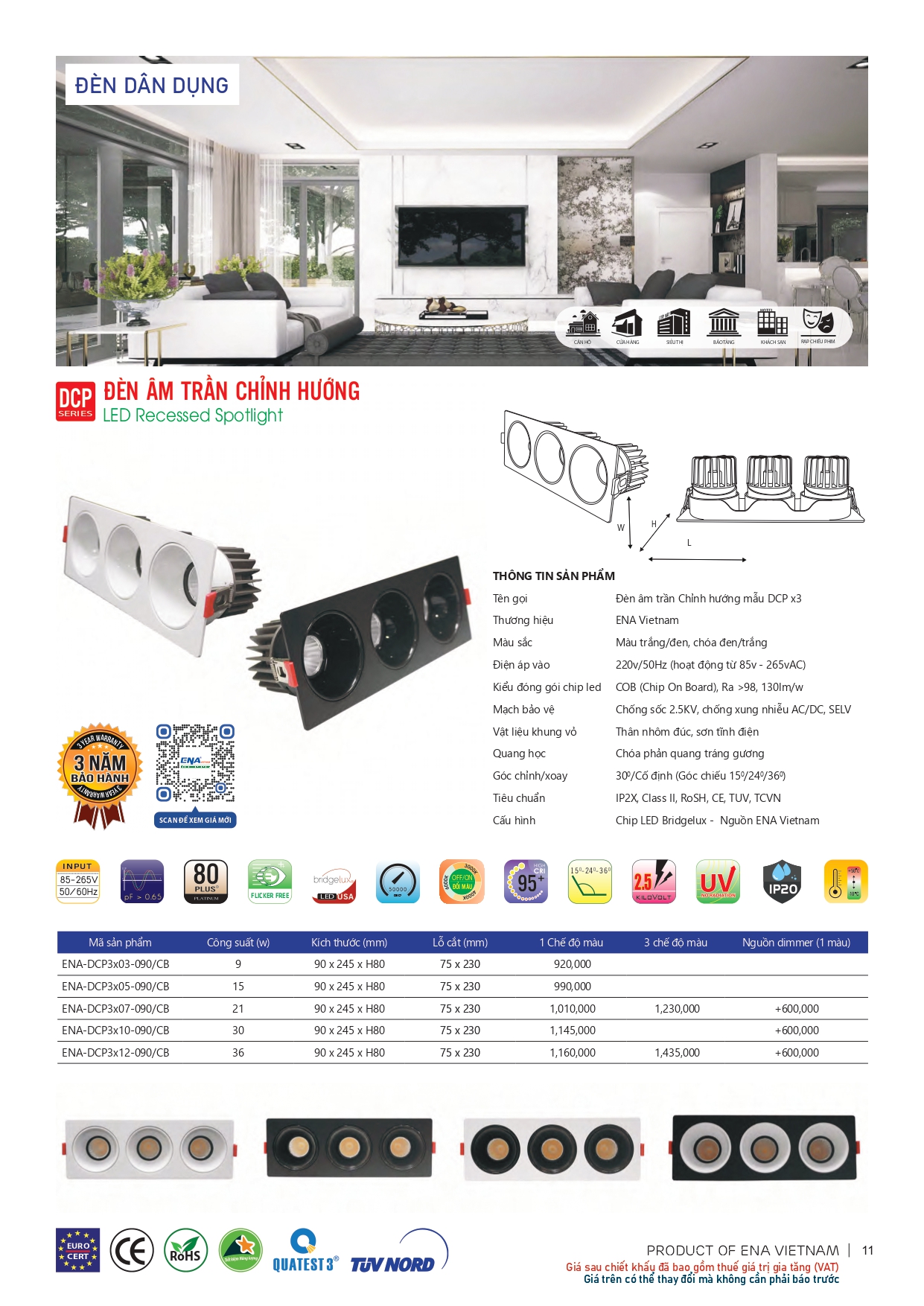 Bảng giá đèn led Ena 2026